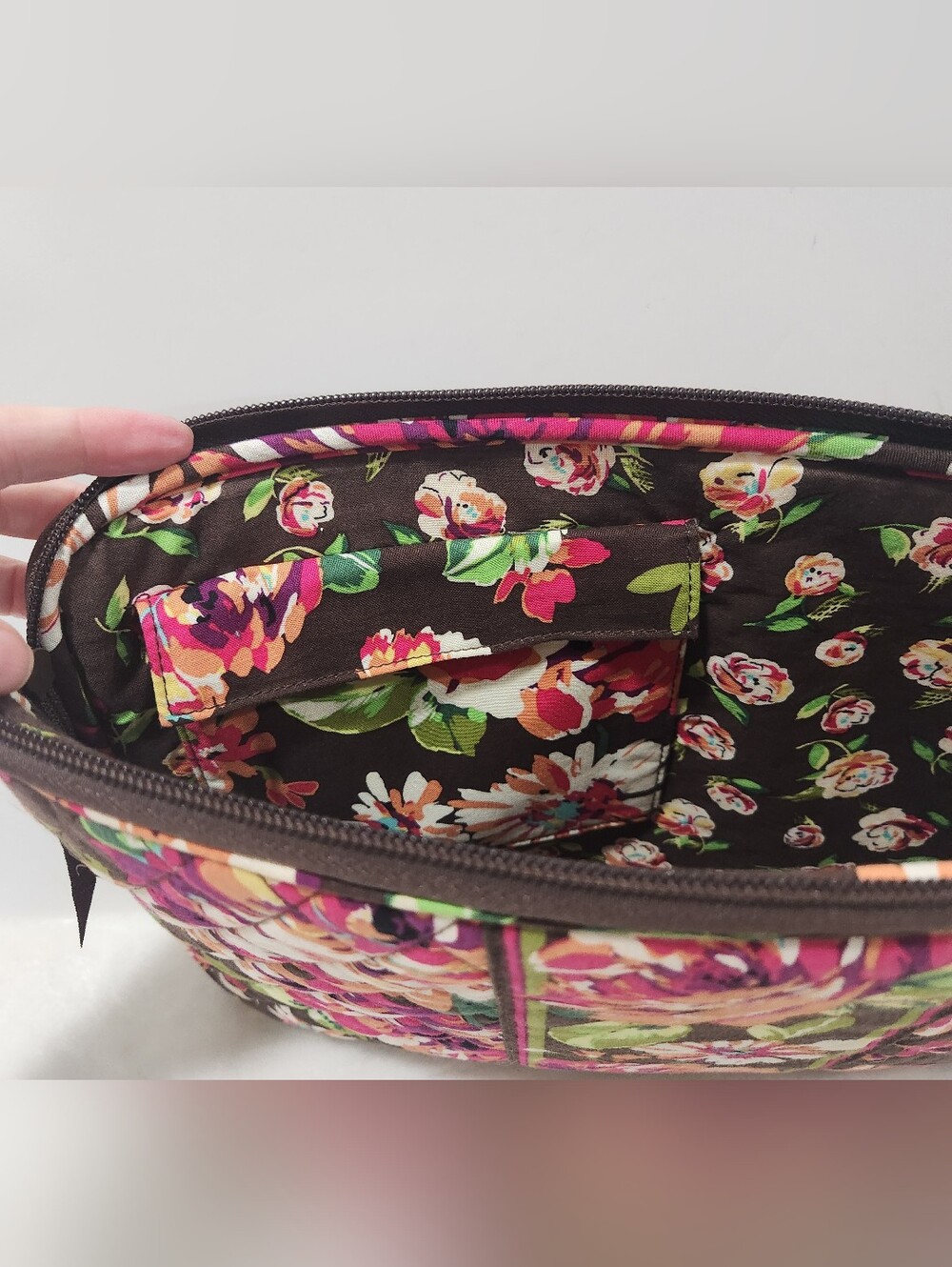 Vera Bradley Retired English Rose Brown Pink Quilted Tech Laptop Sleeve Case - Picture 8 of 11